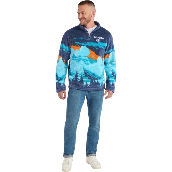 Official Toyota Men's Scenic Print Fleece 1/4 Zip Jacket Size S-3XL Big Blue Sky - Picture 4 of 5
